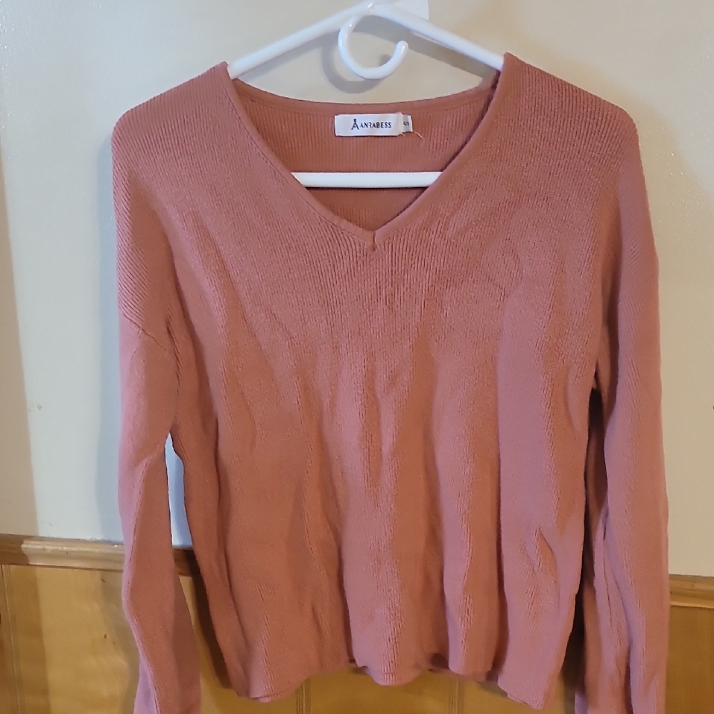 Andree Women's V-Neck Sweater in Dusty Rose